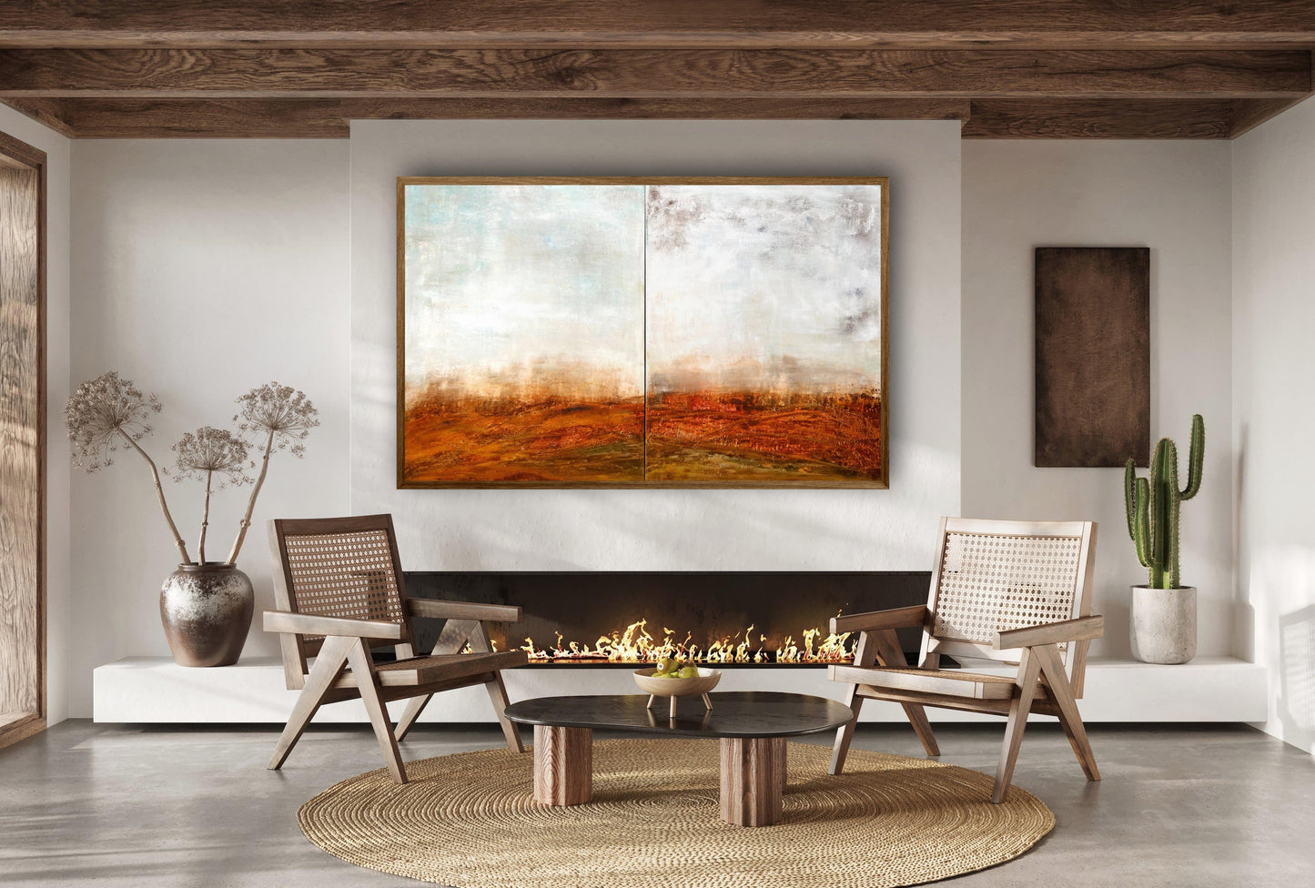 No. 2338 | Original Abstract Landscape Diptych Painting | Mixed Media on Canvas | 200 x 80 cm