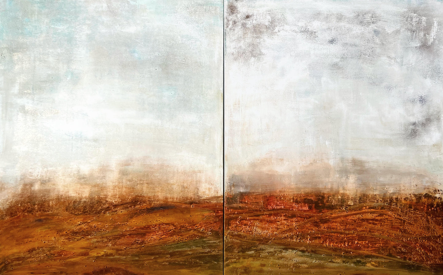 No. 2338 | Original Abstract Landscape Diptych Painting | Mixed Media on Canvas | 200 x 80 cm