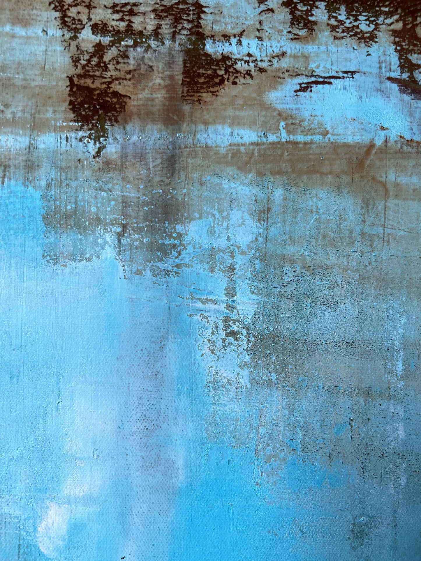 No. 2340 | Original Textured Abstract Painting | Rust & Turquoise Blue Mixed Media on Canvas | 100 x 80 cm