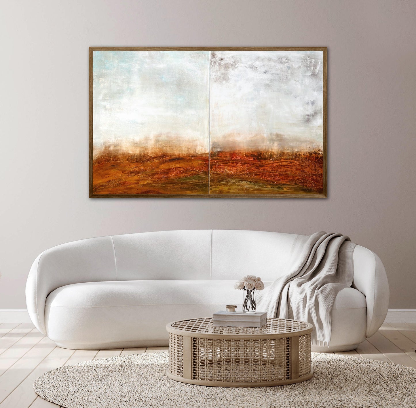 No. 2338 | Original Abstract Landscape Diptych Painting | Mixed Media on Canvas | 200 x 80 cm