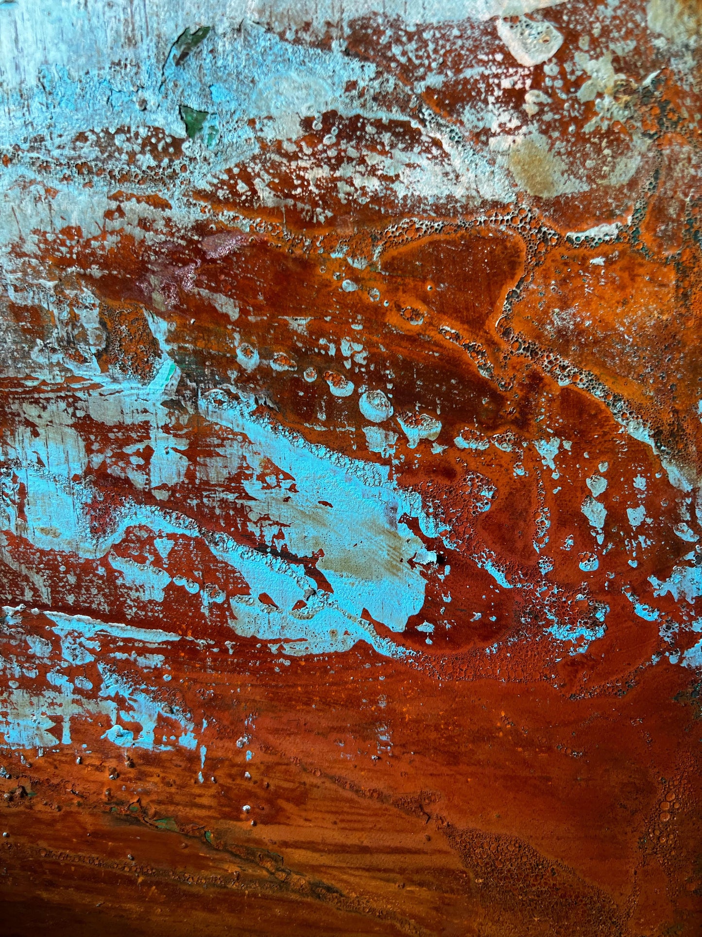 No. 2340 | Original Textured Abstract Painting | Rust & Turquoise Blue Mixed Media on Canvas | 100 x 80 cm