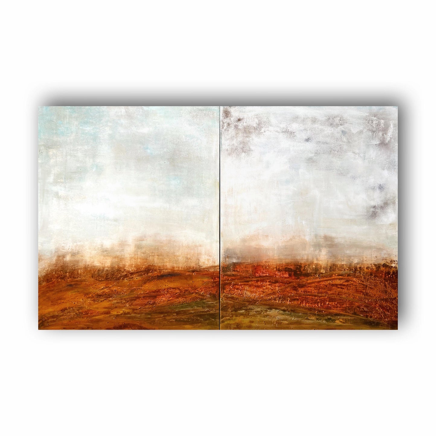 No. 2338 | Original Abstract Landscape Diptych Painting | Mixed Media on Canvas | 200 x 80 cm