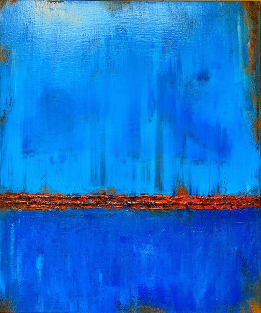 Blue Horizon | Original Blue Abstract Painting | Textured Mixed Media on Canvas | 60 x 50 cm