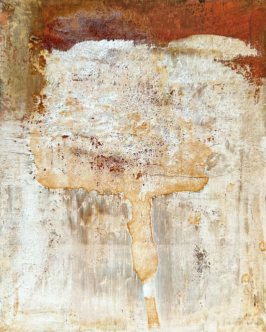 Besos en el Corazón del Óxido – Original Industrial Rust Textured Painting | 16x13"