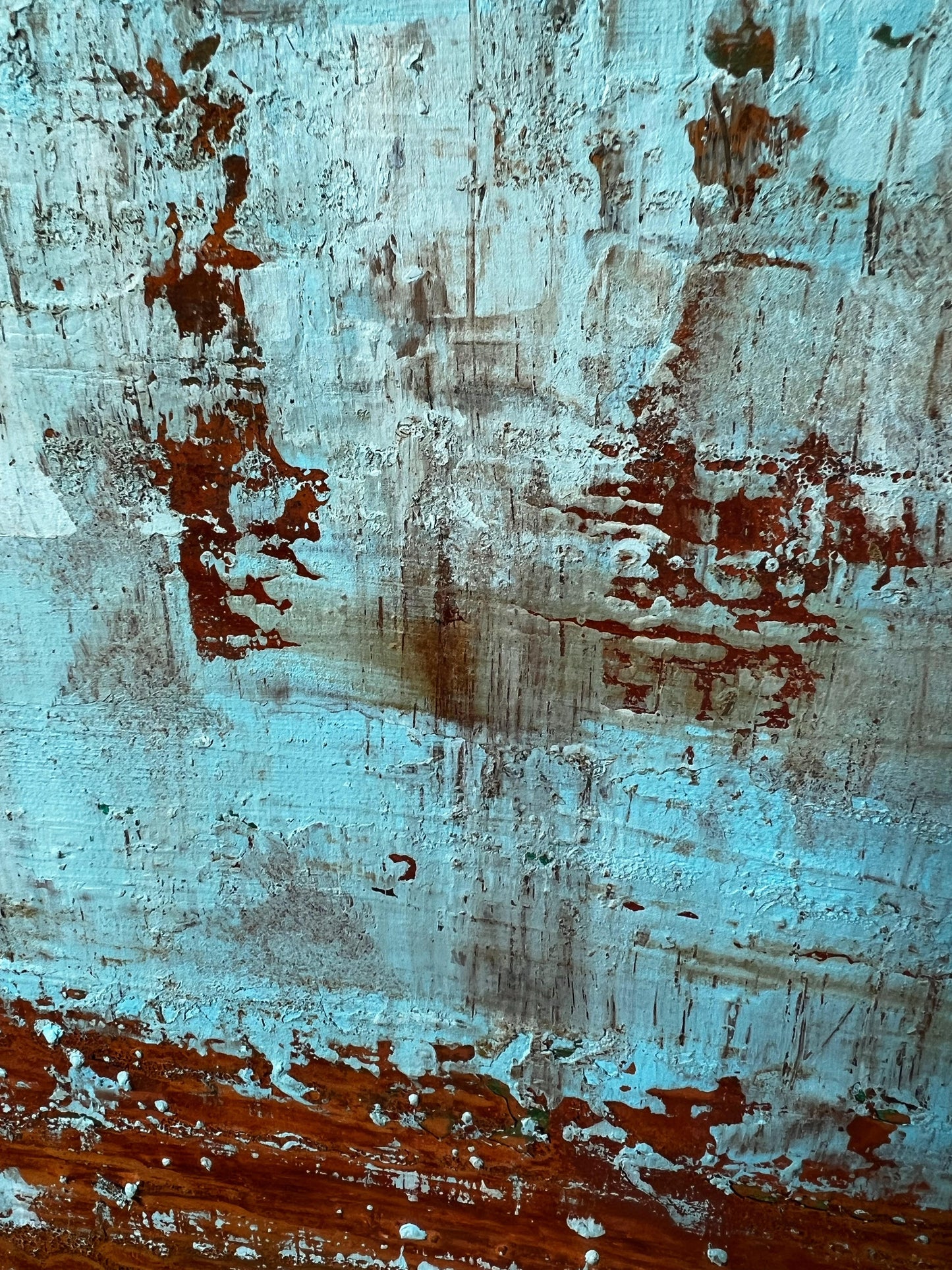 No. 2340 | Original Textured Abstract Painting | Rust & Turquoise Blue Mixed Media on Canvas | 100 x 80 cm