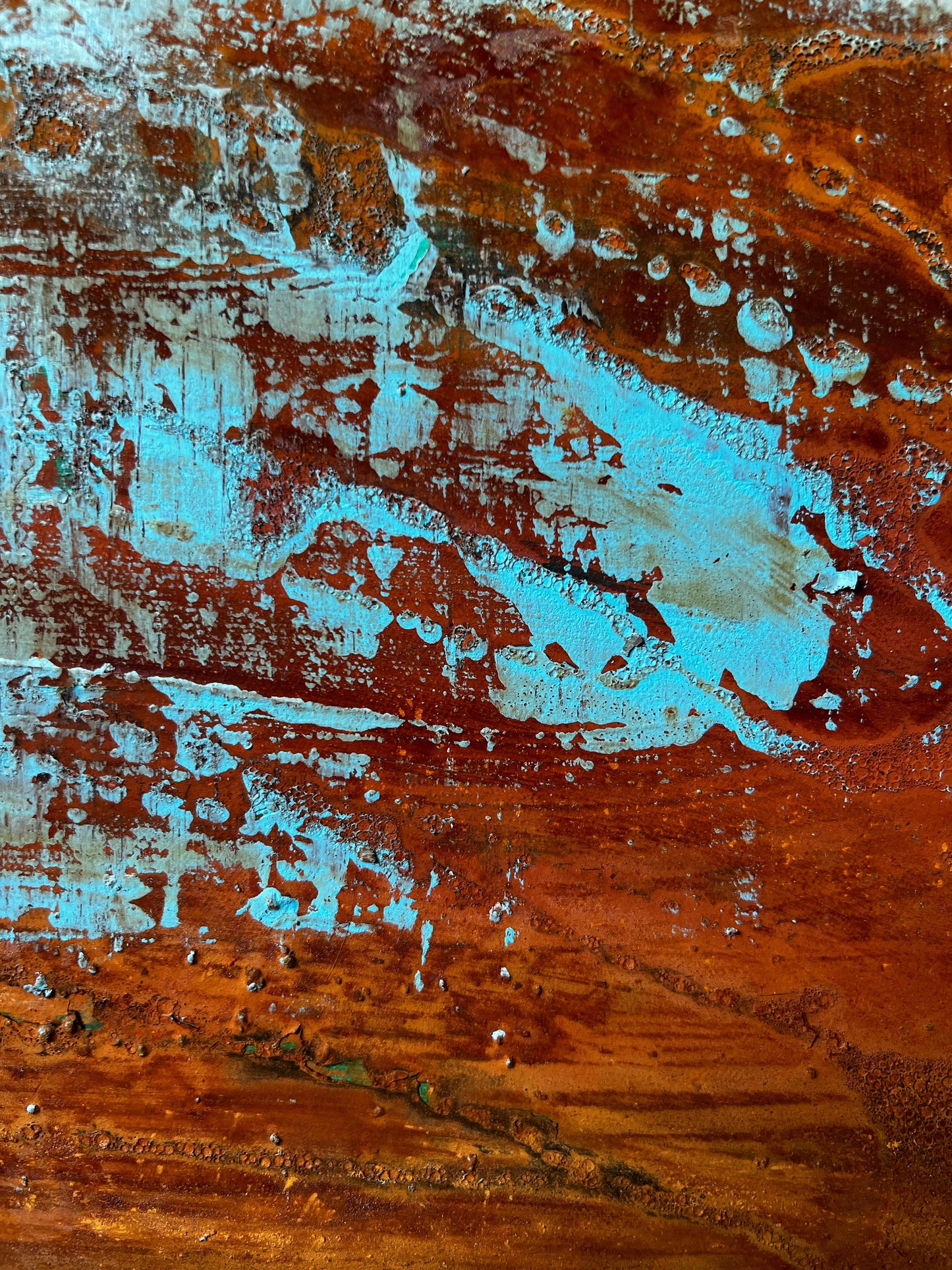 No. 2340 | Original Textured Abstract Painting | Rust & Turquoise Blue Mixed Media on Canvas | 100 x 80 cm