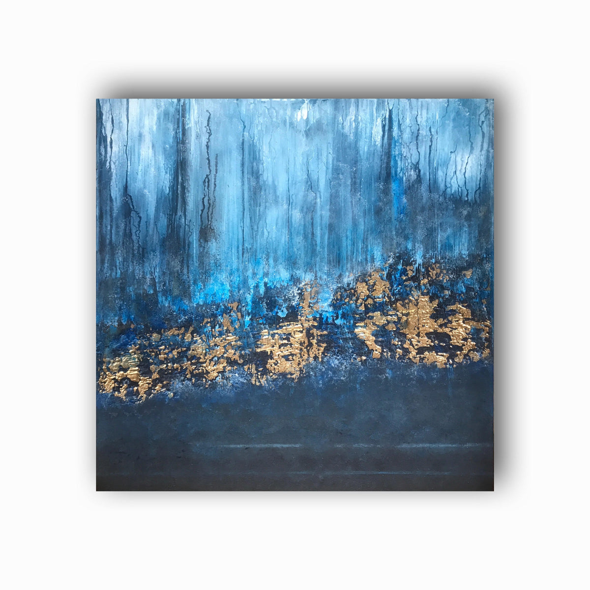 Remnants of Light | Blue & Gold Abstract Art | Sergio Aranda