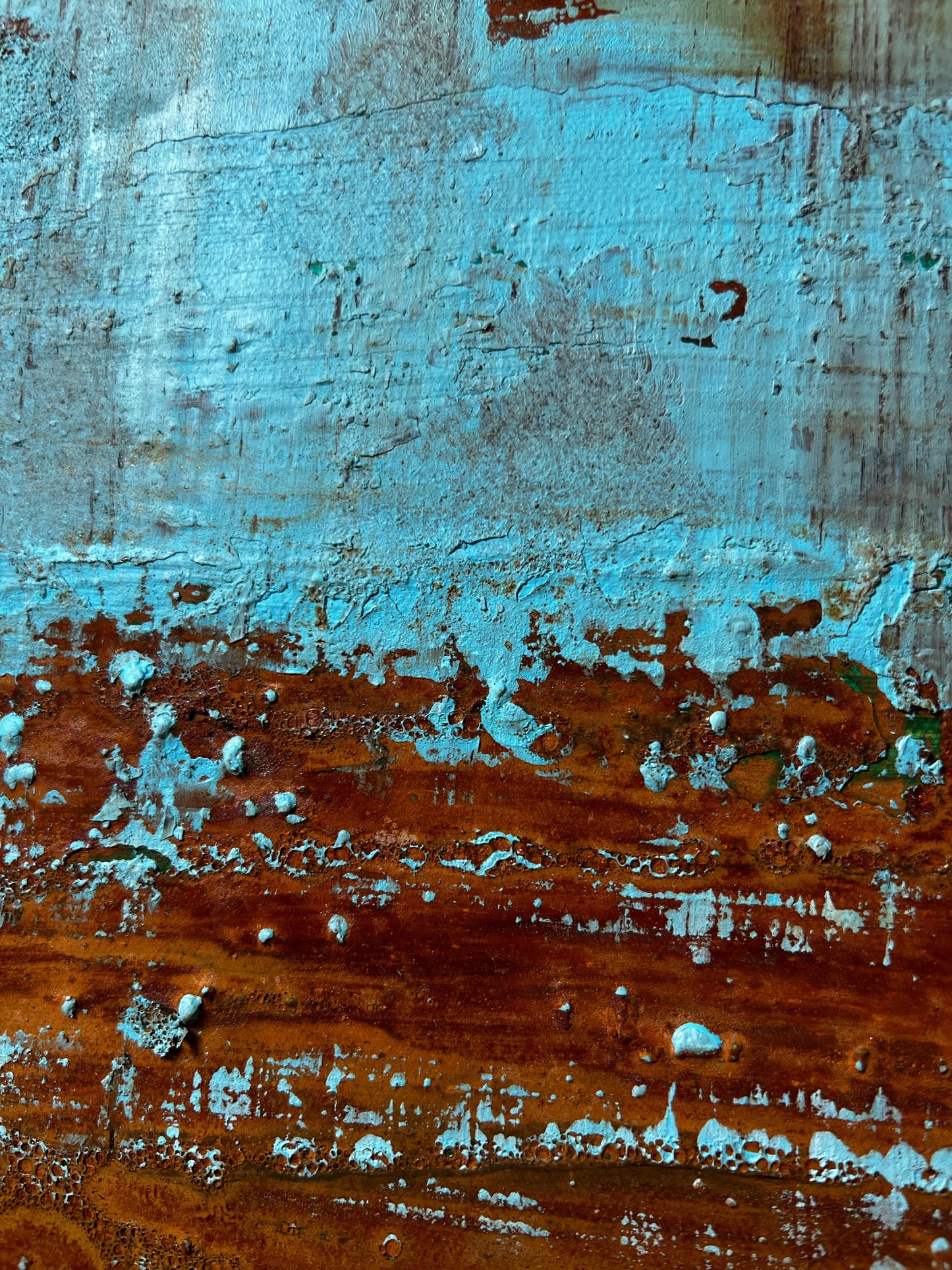 No. 2340 | Original Textured Abstract Painting | Rust & Turquoise Blue Mixed Media on Canvas | 100 x 80 cm